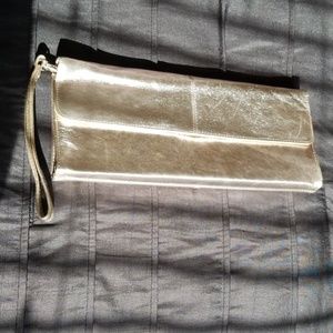 Silver metallic clutch